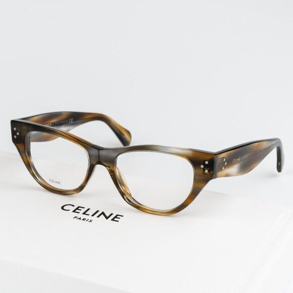 NEW Celine CL50040I 055 Striped Blue Brown Havana Women Cat Eye Eyeglasses - Picture 2 of 12